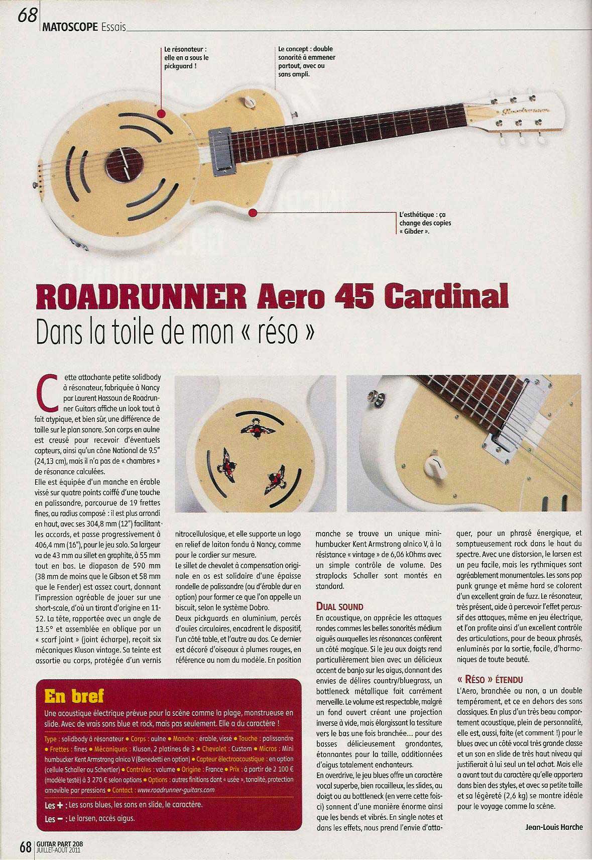 Roadrunner Aero 45 Cardinal Guitar Part