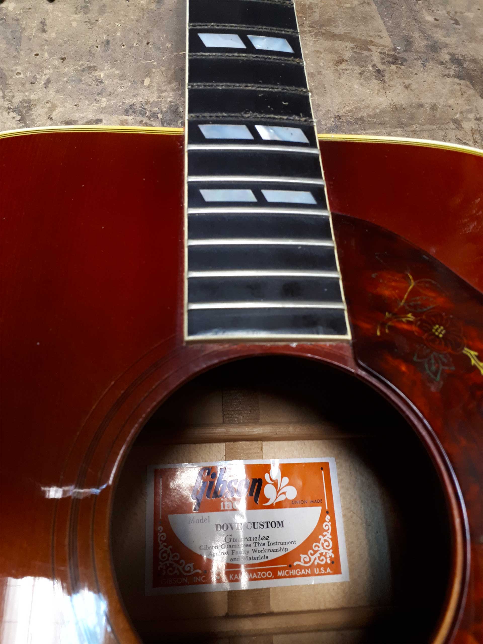 1973 Gibson Dove Saddle fretting and setting